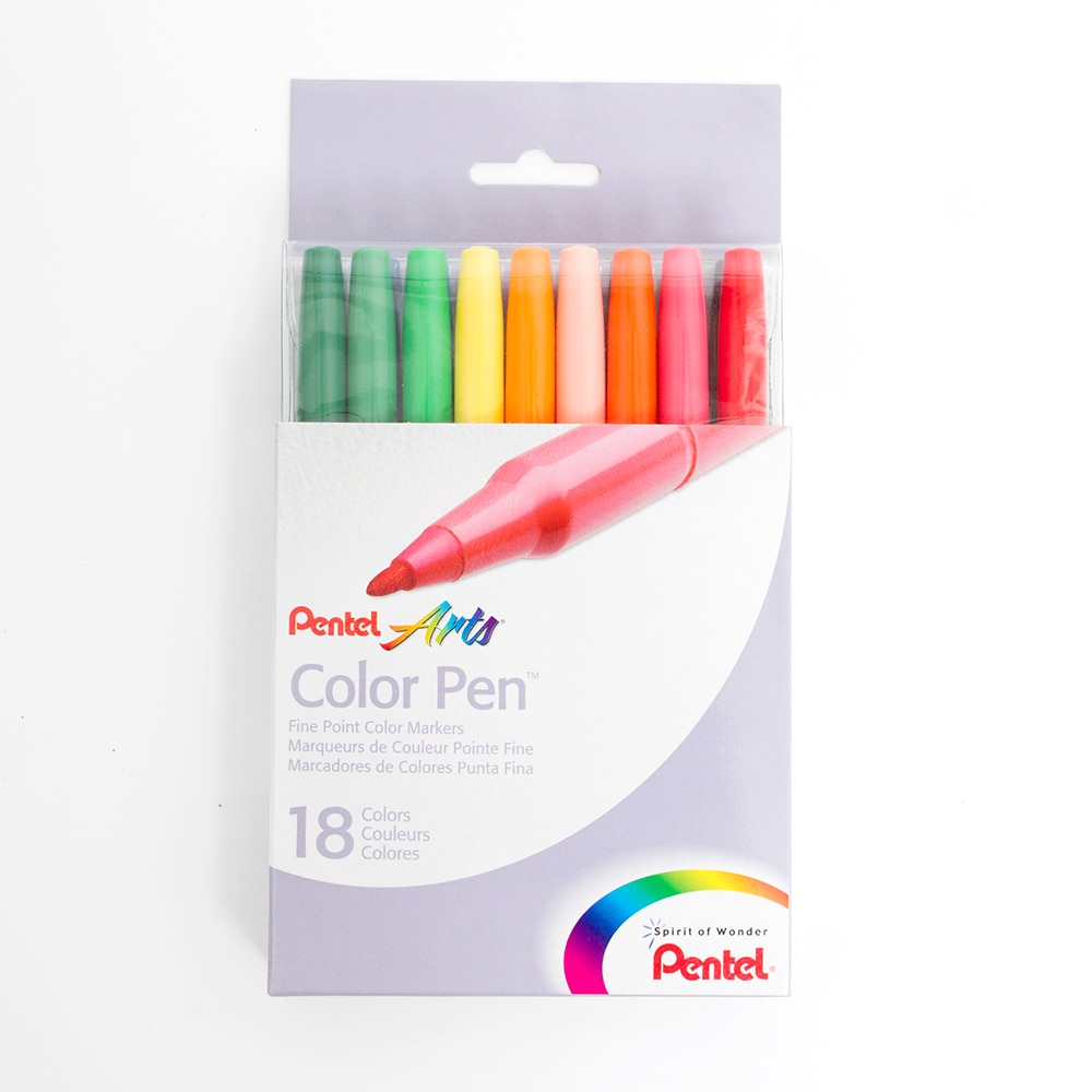 Pentel, Color Pen, Fine Point, Marker, 18 Set